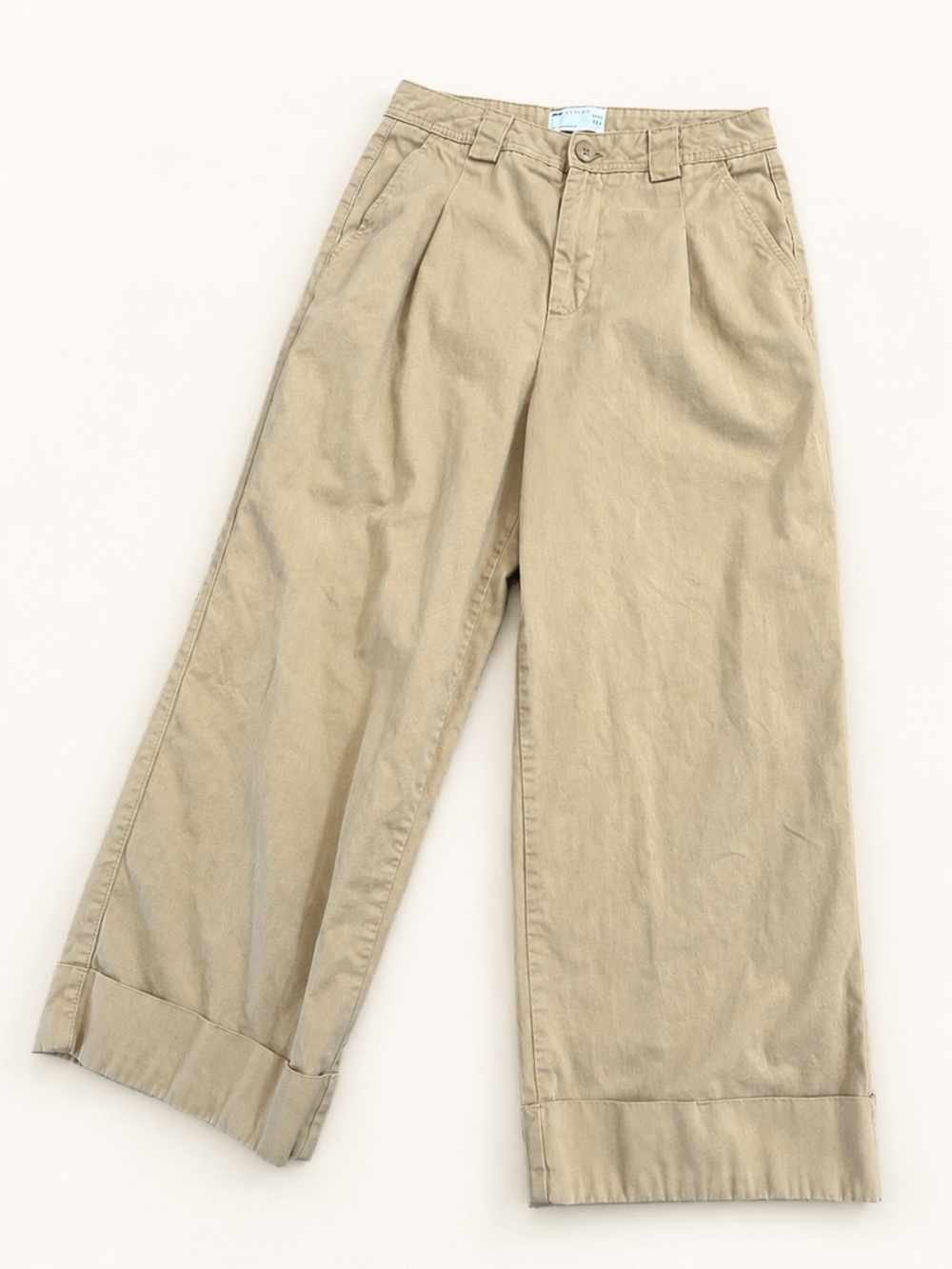 ASOS DESIGN Beige Wide Leg Cuffed Trousers Size 6